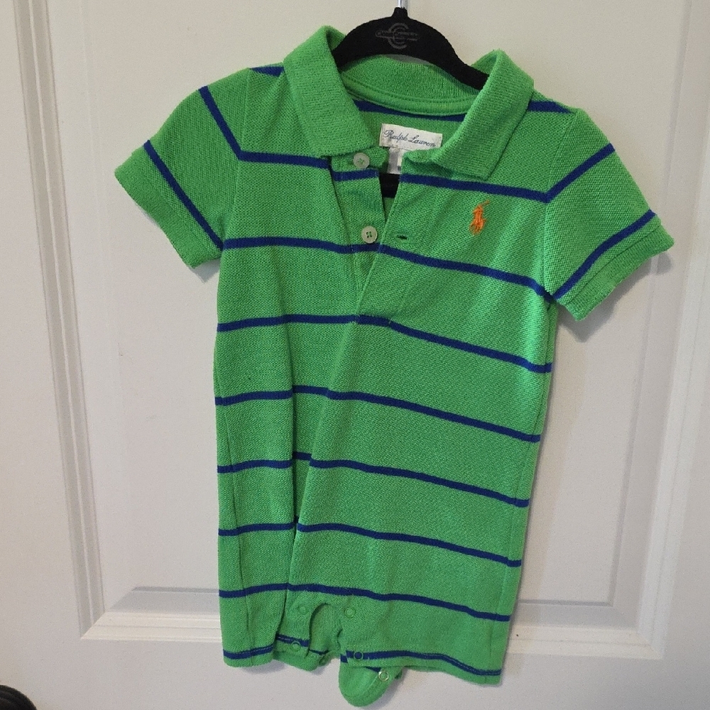 Ralph Lauren Kids Green Striped Polo Shirt